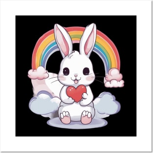 Rainbow Baby Rabbit Posters and Art